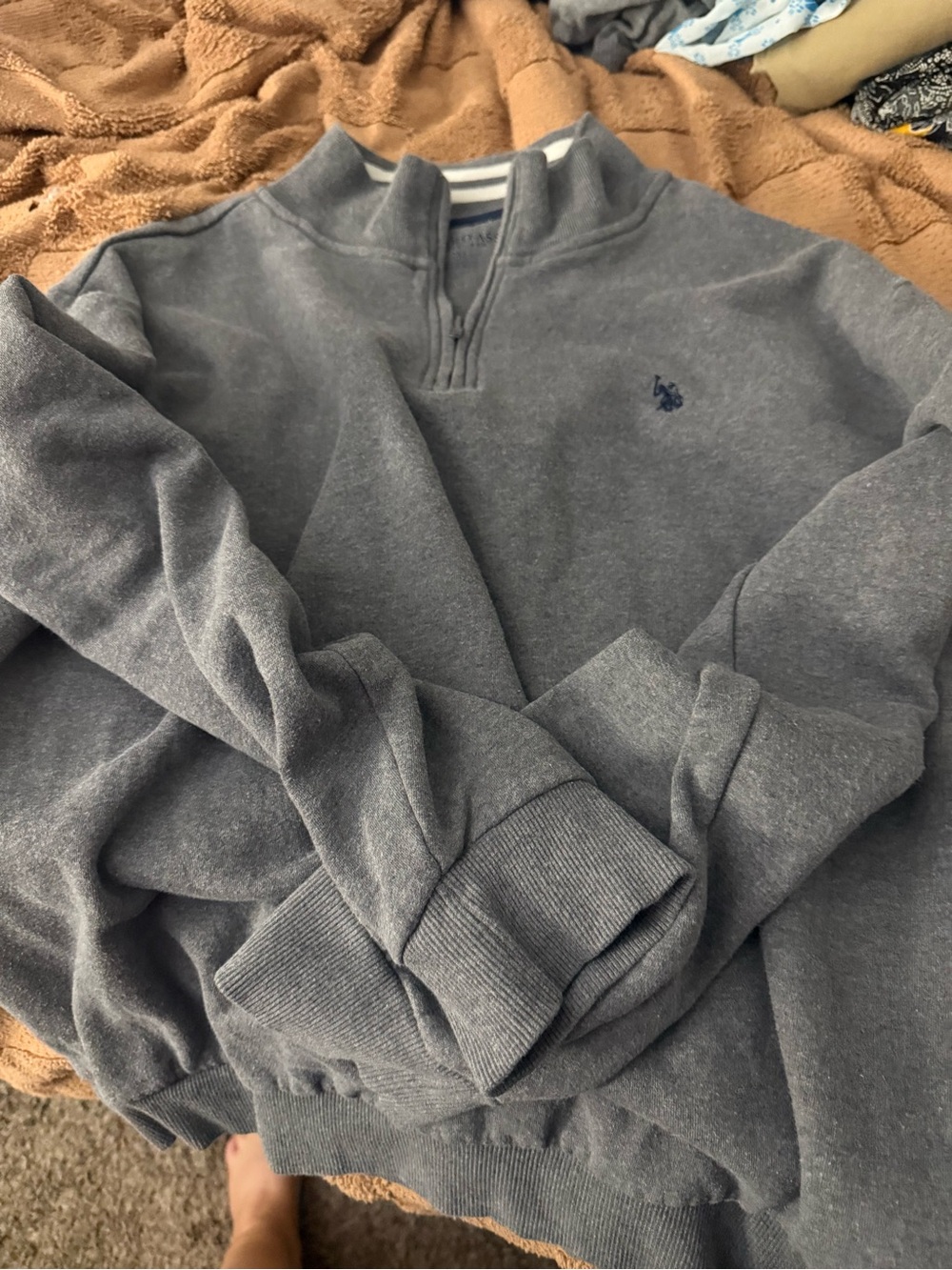 U.S. Polo Assn. Men's Heather Gray Quarter-Zip Sweater